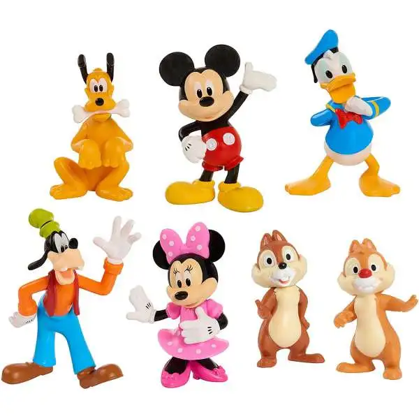 Disney Junior Mickey, Minnie, Donald, Goofy, Pluto, Chip & Dale Exclusive 3-Inch Figure 7-Pack [Hassle Free Packaging]