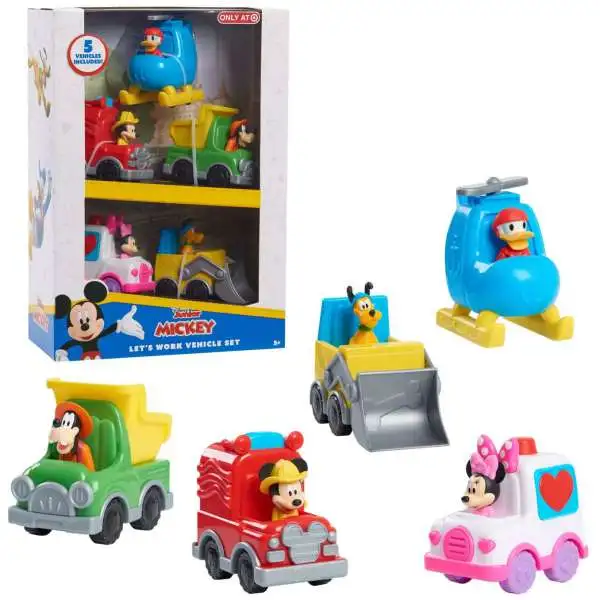 Disney Mickey Mouse Let's Work Exclusive Vehicle 5-Pack Set [Mickey, Minnie, Goofy, Donald Duck & Pluto]
