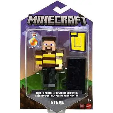 Minecraft Build-A-Portal Steve Action Figure [Bee Shirt]