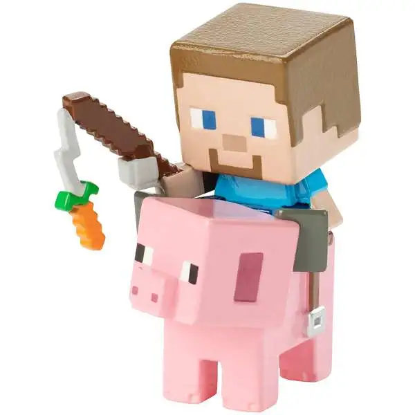 Minecraft Riders Steve on Saddled Pig 1.5-Inch Mini Figure
