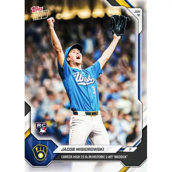 MLB Milwaukee Brewers 2026 NOW Baseball Jacob Misiorowski #325 [Rookie, 15 K's , 1-Hit "Maddox"] (Pre-Order ships August)