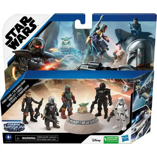 Star Wars Mission Fleet Fennec Shand, Boba Fett, Dark Trooper, Stormtrooper, Grogu & Mandalorian Exclusive Action Figure 6-Pack [with Seeing Stone]