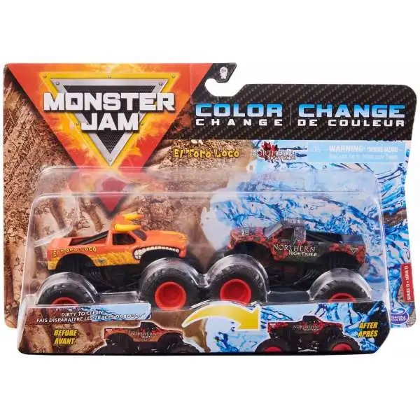 Monster Jam Color Change El Toro Loco & Northern Nightmare Diecast Car 2-Pack