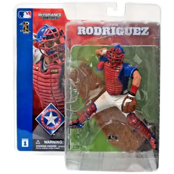McFarlane Toys MLB Texas Rangers Sports Picks Baseball Series 1 Ivan Rodriguez Action Figure [Blue Jersey, Damaged Package]