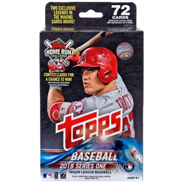 MLB Topps 2018 Series 1 Baseball Trading Card HANGER Box [72 Cards, Damaged Package]