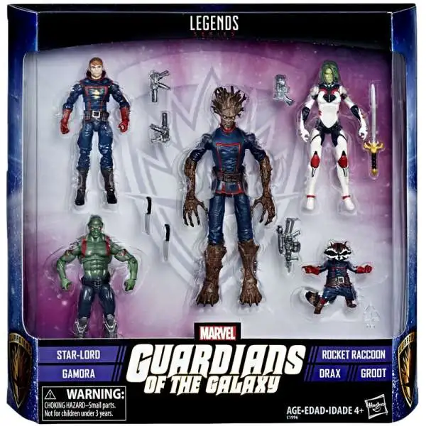 Guardians of the Galaxy Marvel Legends Star Lord, Gamora, Rocket, Drax & Groot Exclusive Action Figure 5-Pack