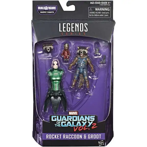 Guardians of the Galaxy Vol. 2 Marvel Legends Mantis Series Rocket Raccoon with Kid Groot Action Figure