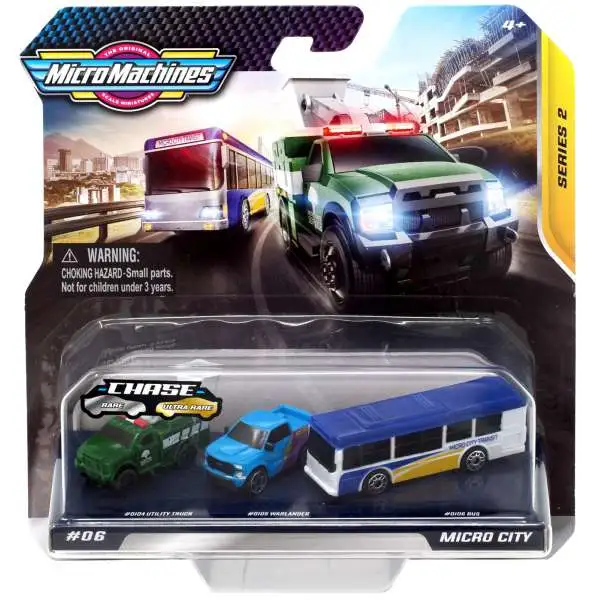 Micro Machines Series 2 Micro City Vehicle 3-Pack #06 [Utility Truck, Warlander & Bus]