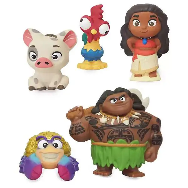 Disney Moana, Maui, Pua, Hei-Hei & Tomatoa Exclusive 5-Figure Bath Set