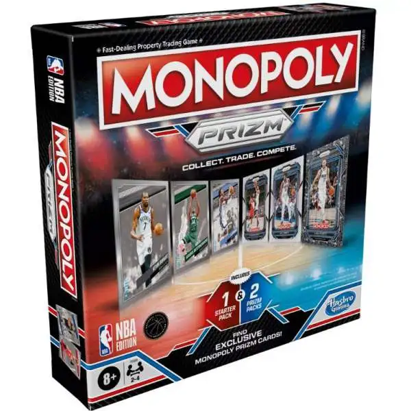 NBA Monopoly 2022-23 Prizm Basketball Board Game [1 Starter Set Pack & 2 Booster Packs]