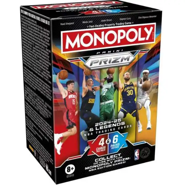 NBA Monopoly 2024-25 & Legends Prizm Basketball Trading Card BLASTER Box [6 Packs, Millionaire Black Inserts!]