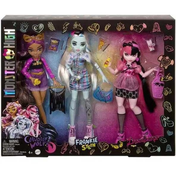 Monster High - 3 Funko Pop Bundle - Clawdeen, Draculaura, Frankie