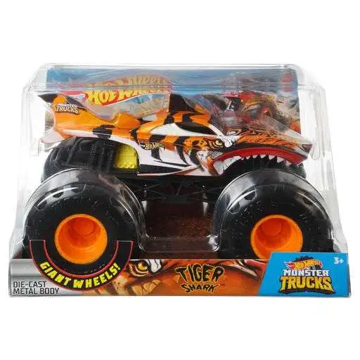 Hot Wheels Monster Trucks Tiger Shark Diecast Car [Yellow Engine, Damaged Package]