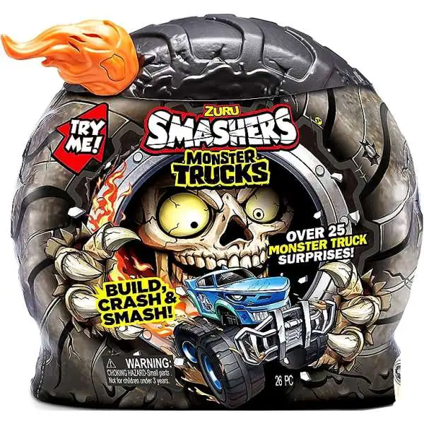 Smashers Monster Wheels SKULL Truck Mystery Pack [Orange Flame, Over 25 Monster Trucks Surprises!]