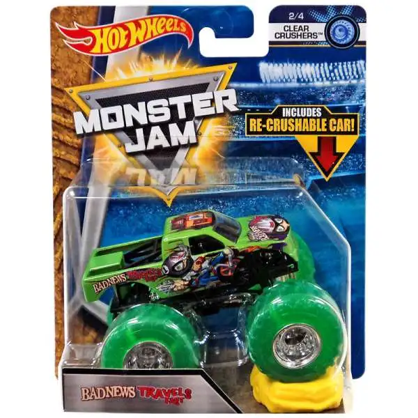 Hot Wheels Monster Jam Bad News Travels Fast Diecast Car #2/4 [Clear Crushers]