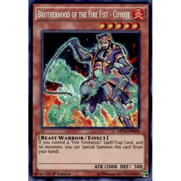 YuGiOh 2014 Mega Tin Secret Rare Brotherhood of the Fire Fist - Coyote MP14-EN054