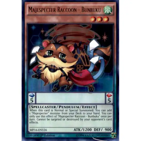 YuGiOh 2016 Mega-Tin Mega Pack Ultra Rare Majespecter Raccoon - Bunbuku MP16-EN126