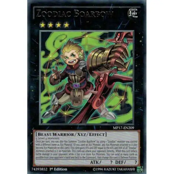 YuGiOh 2017 Mega-Tin Mega Pack Rare Zoodiac Boarbow MP17-EN209