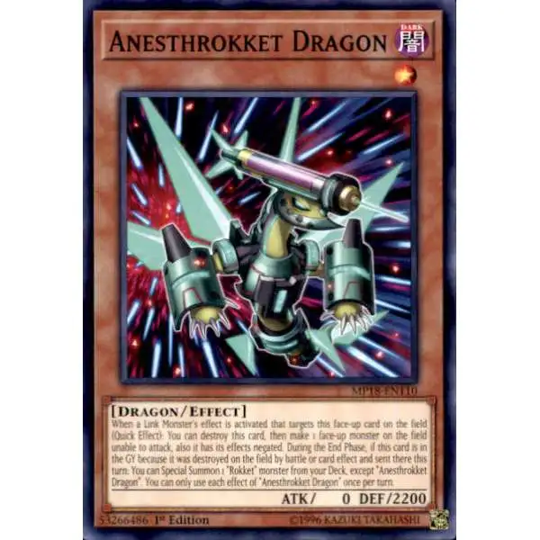 YuGiOh 2018 Mega-Tin Mega Pack Common Anesthrokket Dragon MP18-EN110