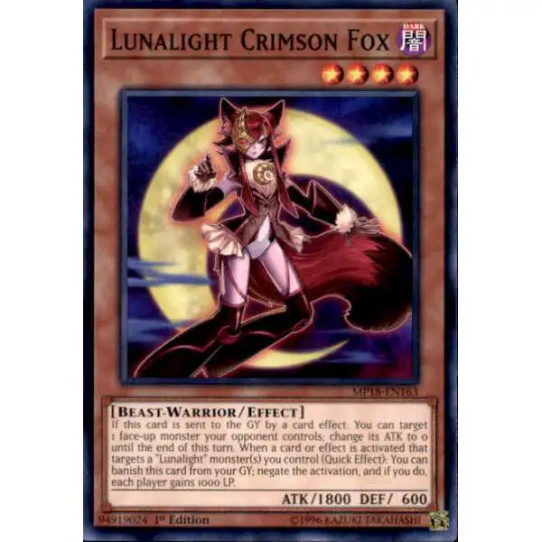 YuGiOh 2018 Mega-Tin Mega Pack Common Lunalight Crimson Fox MP18-EN163