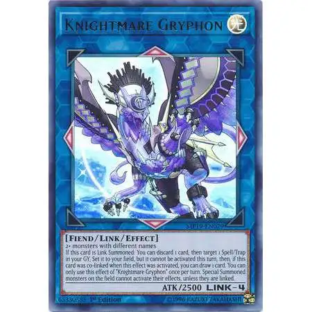 YuGiOh 2019 Gold Sarcophagus Tin Mega Pack Ultra Rare Knightmare Gryphon MP19-EN029