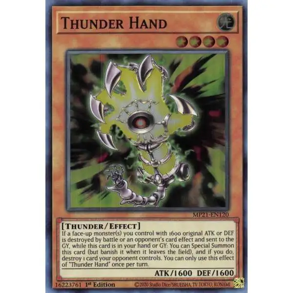 YuGiOh 2021 Tin of Ancient Battles Super Rare Thunder Hand MP21-EN120