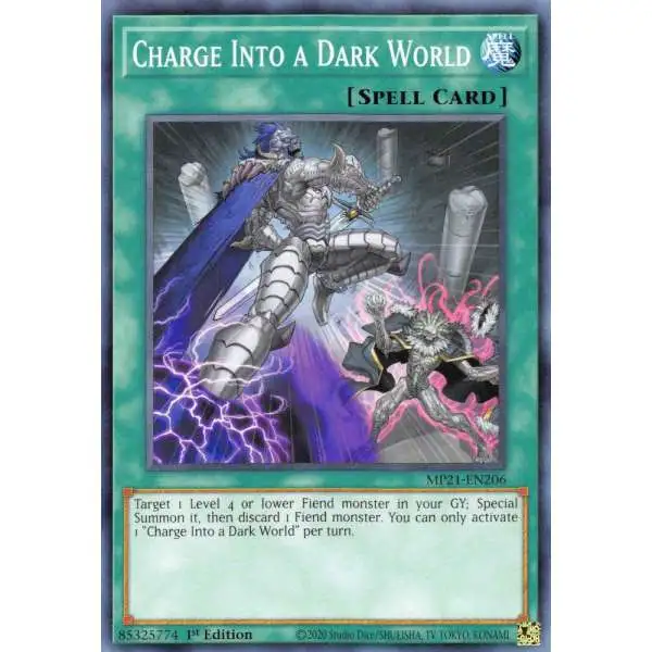 YuGiOh 2021 Tin of Ancient Battles Common Charge Into a Dark World MP21-EN206