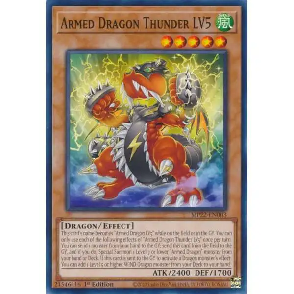 YuGiOh 2022 Tin of the Pharaoh's Gods Common Armed Dragon Thunder LV5 MP22-EN003