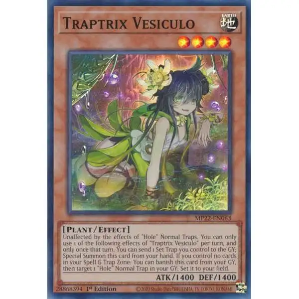 YuGiOh 2022 Tin of the Pharaoh's Gods Super Rare Traptrix Vesiculo MP22-EN063