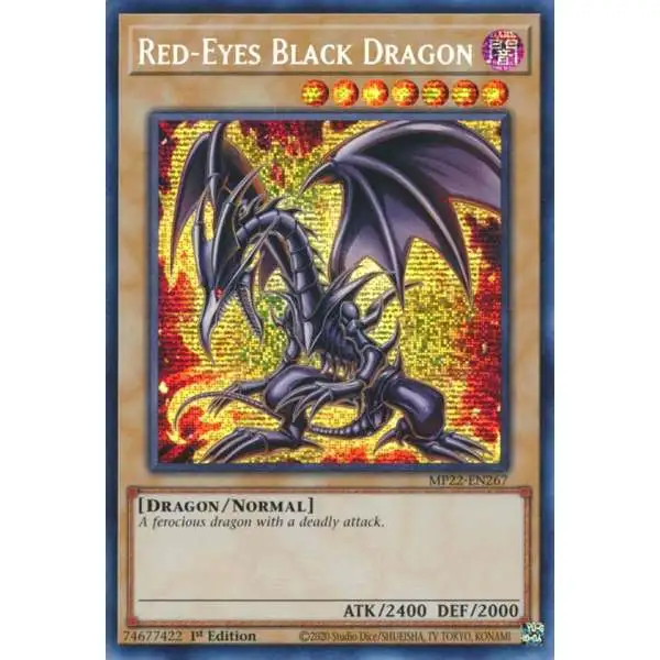 YuGiOh 2022 Tin of the Pharaoh's Gods Prismatic Secret Rare Red-Eyes Black Dragon MP22-EN267