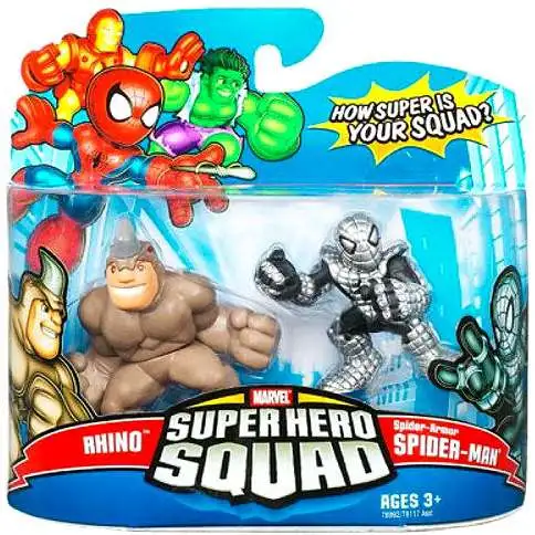 Marvel Super Hero Squad Series 12 Rhino & Spider-Armor Spider-Man 3-Inch Mini Figure 2-Pack