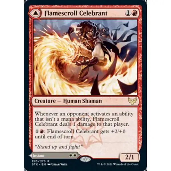 MtG Strixhaven: School of Mages Rare Flamescroll Celebrant // Revel in Silence #150