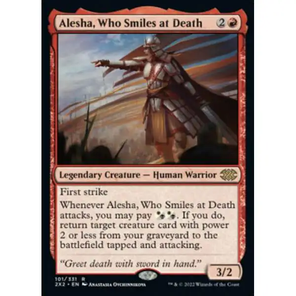 MtG Trading Card Game Double Masters 2022 Rare Alesha, Who Smiles at Death #101