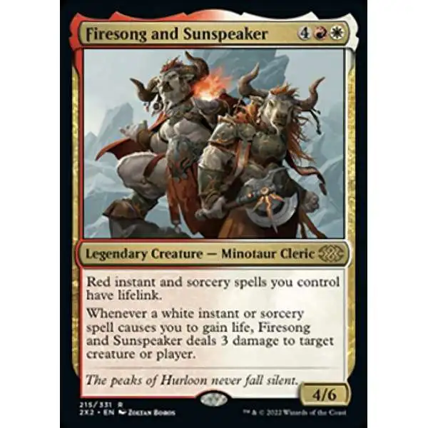 MtG Trading Card Game Double Masters 2022 Rare Firesong and Sunspeaker #215