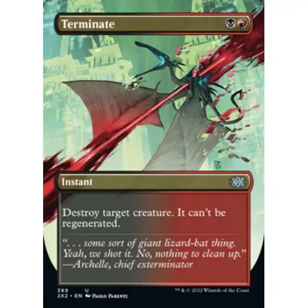 MtG Trading Card Game Double Masters 2022 Uncommon Terminate #389 [Alternate Art Borderless]