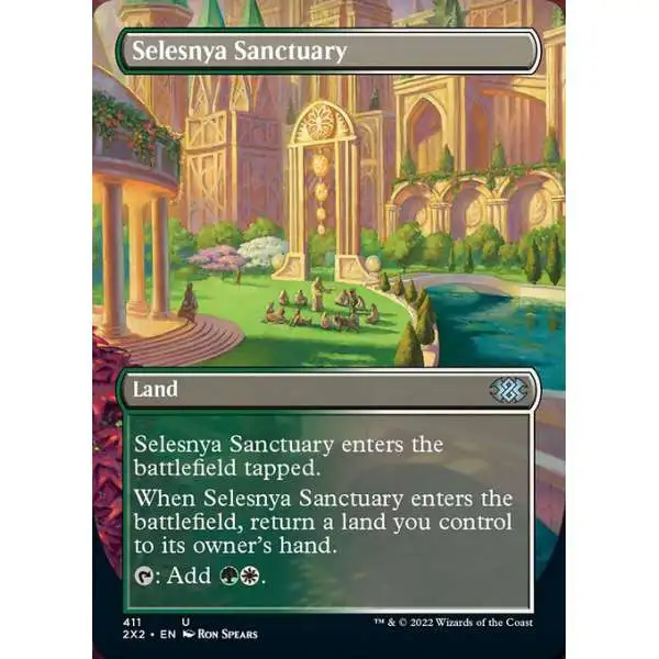 MtG Trading Card Game Double Masters 2022 Uncommon Selesnya Sanctuary #411 [Alternate Art Borderless FOIL]