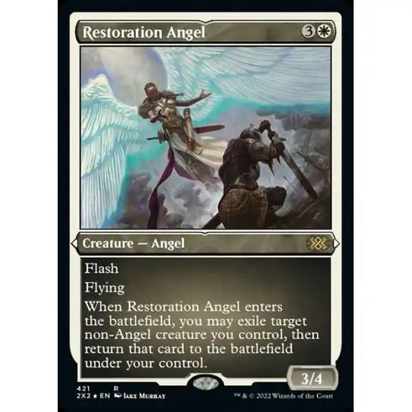 MtG Trading Card Game Double Masters 2022 Rare Restoration Angel #421 [Etched Foil-Only Cards]