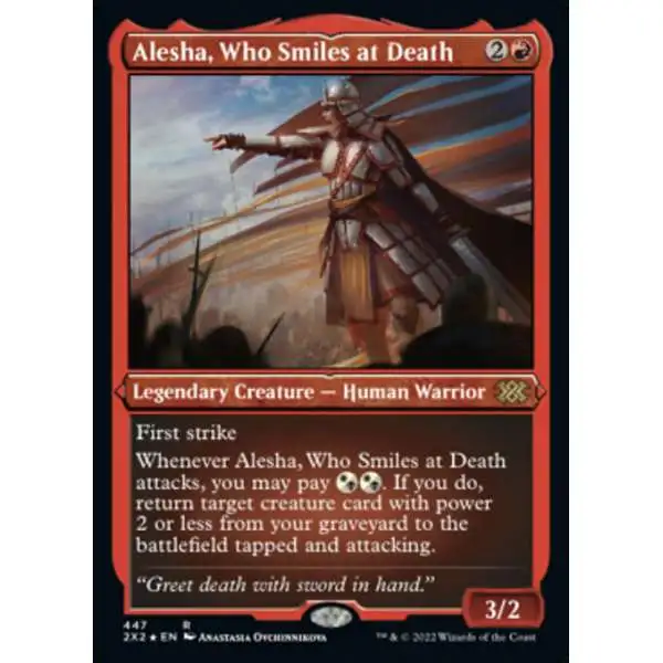 MtG Trading Card Game Double Masters 2022 Rare Alesha, Who Smiles at Death #447 [Etched Foil-Only Cards]