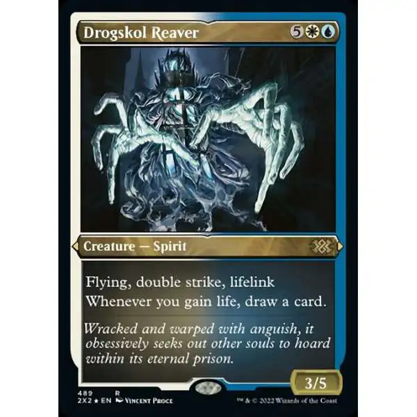 MtG Trading Card Game Double Masters 2022 Rare Drogskol Reaver #489 [Etched Foil-Only Cards]