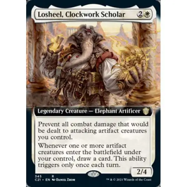 MtG Commander 2021 Rare Losheel, Clockwork Scholar #345 [Extended Art]