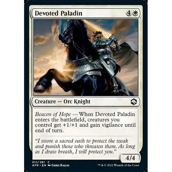 MtG Trading Card Game Adventures in the Forgotten Realms Common Foil Devoted Paladin #11