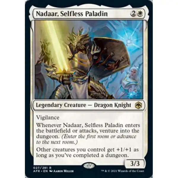 MtG Trading Card Game Adventures in the Forgotten Realms Rare Foil Nadaar, Selfless Paladin #27