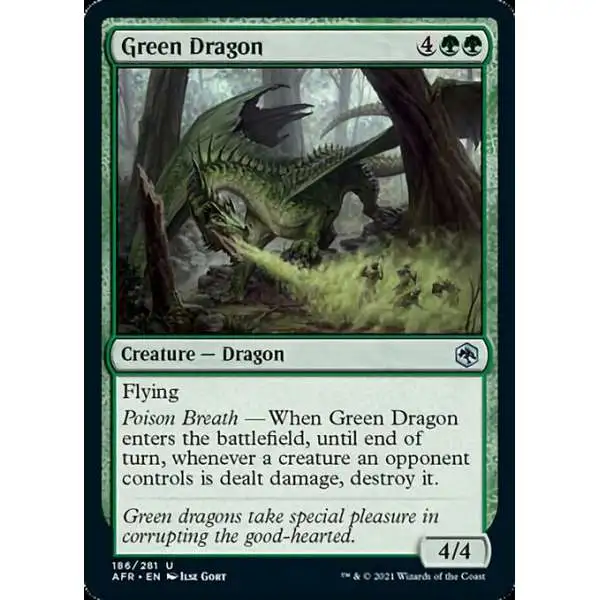 MtG Trading Card Game Adventures in the Forgotten Realms Uncommon Foil Green Dragon #186