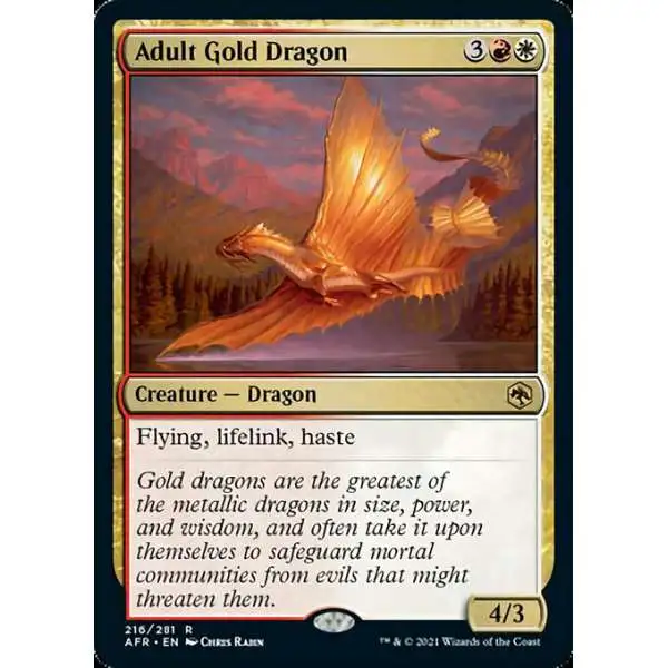 MtG Trading Card Game Adventures in the Forgotten Realms Rare Adult Gold Dragon #216