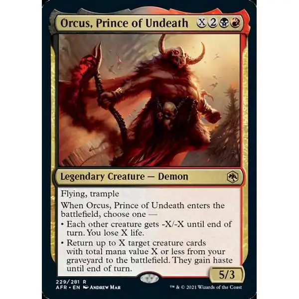 MtG Trading Card Game Adventures in the Forgotten Realms Rare Orcus, Prince of Undeath #229
