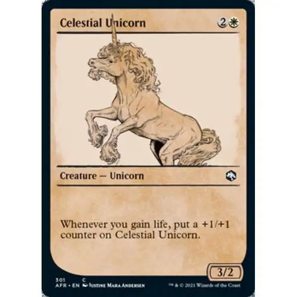 MtG Trading Card Game Adventures in the Forgotten Realms Common Celestial Unicorn #301 [Showcase]