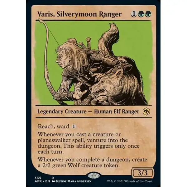 MtG Trading Card Game Adventures in the Forgotten Realms Rare Varis, Silverymoon Ranger #335 [Showcase FOIL]