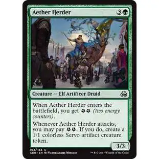 MtG Trading Card Game Aether Revolt Common Aether Herder #102