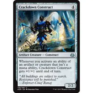 MtG Trading Card Game Aether Revolt Uncommon Foil Crackdown Construct #148