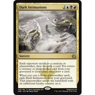MtG Trading Card Game Aether Revolt Rare Dark Intimations #128